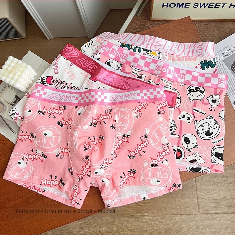 Boxeri bumbac pentru bărbați, model graffiti, respirabili și antibacterieni, design de ridicare a șoldurilor, căptușeală în zona inghinală cu bacterii lactice