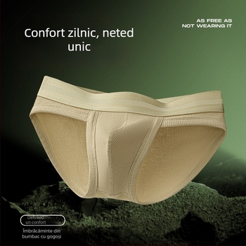 Slip bărbățească din bumbac cu textură waffle, respirabil, elasticitate înaltă, tricotat, model solid