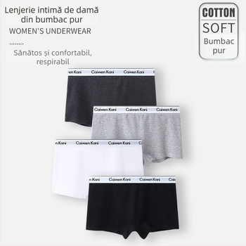 Șorturi boxer din bumbac pentru femei, respirabile, fără cusături, talie medie, cu design de ridicare a feselor