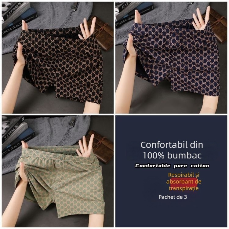 Boxer bărbătești din bumbac, respirabil, talie medie, 90–95% bumbac, pentru primăvară