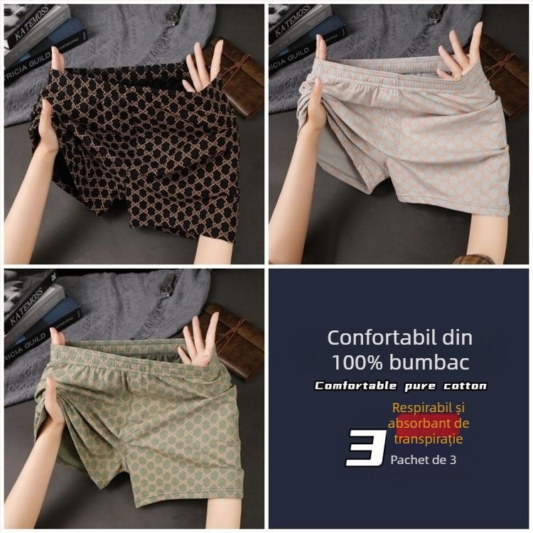 Boxer bărbătești din bumbac, respirabil, talie medie, 90–95% bumbac, pentru primăvară