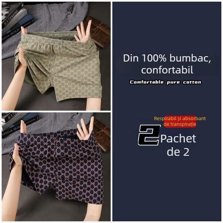 Boxer bărbătești din bumbac, respirabil, talie medie, 90–95% bumbac, pentru primăvară