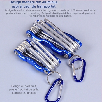 Set pliabil de chei hexagonale din oțel crom-vanadiu, greutate 300, cap hexagonal cu priză