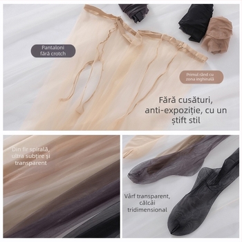 Crotchless Stockings Ultra-thin One-Line Crotch Nylon (Cored Yarn) Invisible Seamless pentru femei
