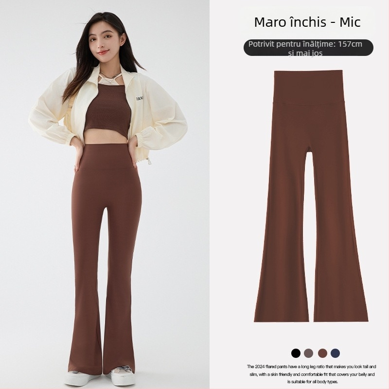 Pantaloni femei cu căptușeală polar, croială ușor evazată, amestec nylon-spandex 70-80% nylon, <30% spandex, textură 3D, groși și călduroși