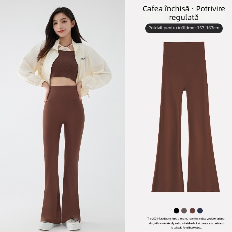 Pantaloni femei cu căptușeală polar, croială ușor evazată, amestec nylon-spandex 70-80% nylon, <30% spandex, textură 3D, groși și călduroși