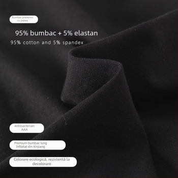 Set termic unisex din bumbac combed – 95–100% bumbac, antibacterian, antistat, cald, mâneci lungi, guler rotund, grosime moderata 181–200 g/m²