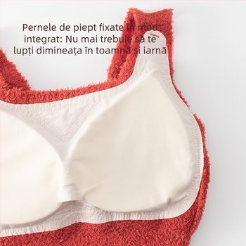 Vesta termică căptușită cu fleece, cu pernă pentru piept, croială dintr-o singură bucată, gât pătrat, 100% poliester