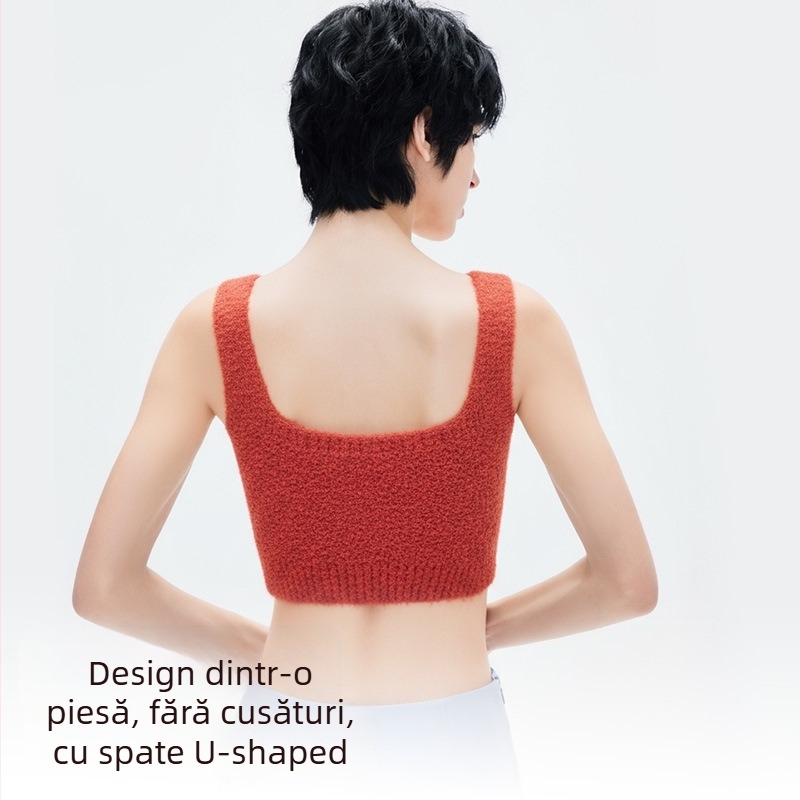 Vesta termică căptușită cu fleece, cu pernă pentru piept, croială dintr-o singură bucată, gât pătrat, 100% poliester