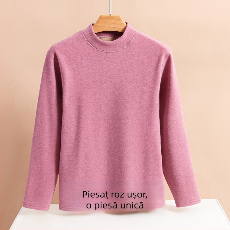 Set termic cu căptușeală de catifea, unisex, dublu strat, foarte gros, top cu guler semiînalt și pantaloni