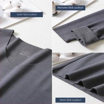 Set termic unisex, fără cusături: top cu decolteu în V și mânecă lungă și pantaloni, poliester