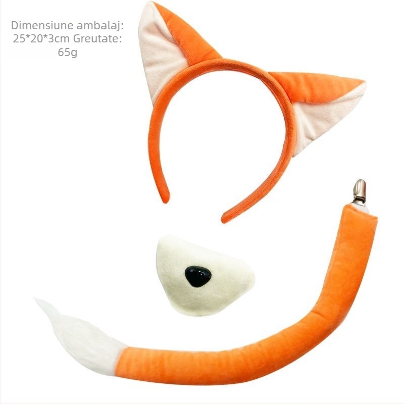 Urechi de vulpe și coadă – accesorii pentru costumul de copil, Halloween, primăvara 2025