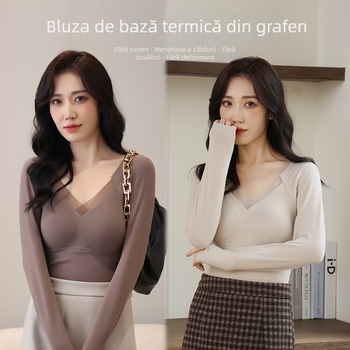 Camisolă fără cusături, dintr-o bucată, cu pernă pentru bust, decolteu în V, țesătură groasă (251–300 g/m2)