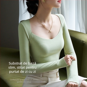 Set de lenjerie termică pentru femei cu decolteu în V și pernă încorporată pentru piept; material viscose; căptușeală velur; grosime 251–300 g/m²