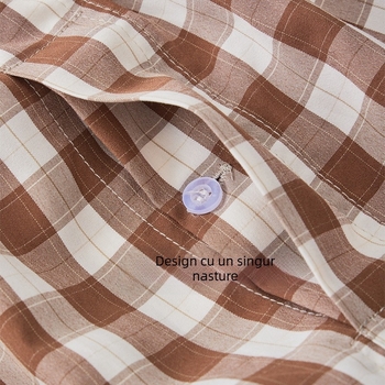 Pantaloni de pijama pentru bărbați, în carouri, 100% poliester, respirabili, țesătură țesută, talie medie