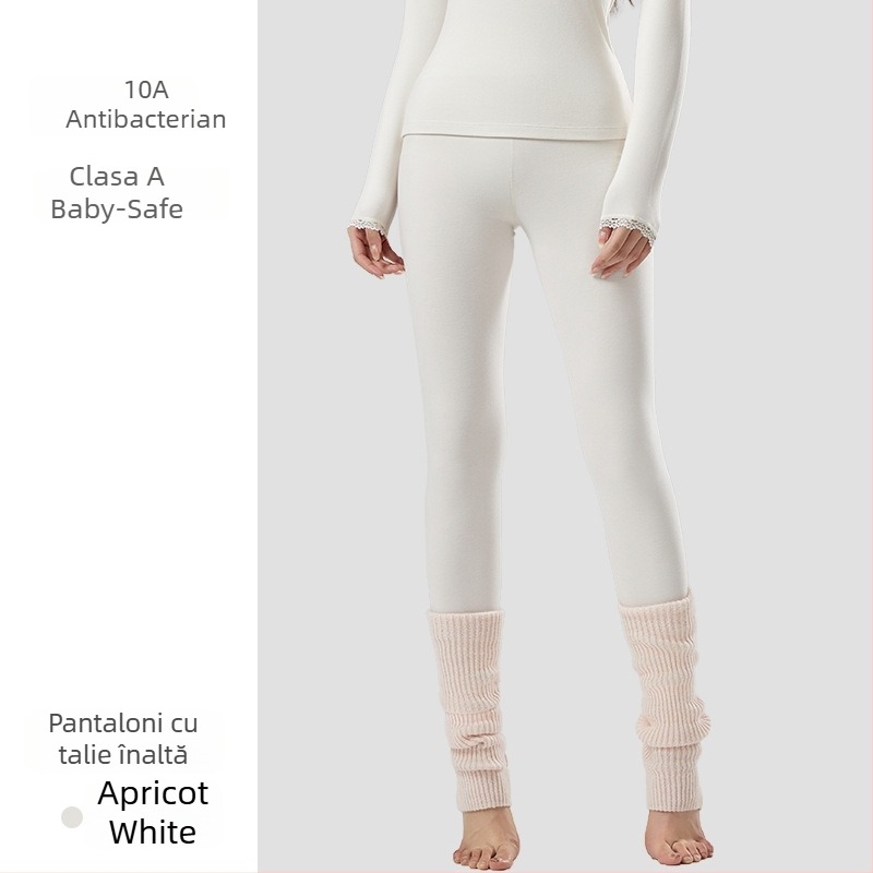 Set termic pentru femei din acril, antibacterian, menține căldura; țesătură groasă 201-250 g/m2 cu căptușeală velur; top cu guler rotund și pantaloni; conținut principal de material 30-50%.