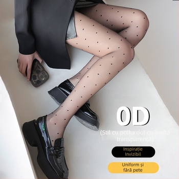 Șosete pentru femei cu model cu buline și fundă, ultra-subțiri, denier 0D, poliester 50-70%, anti-snag și absorbția transpirației