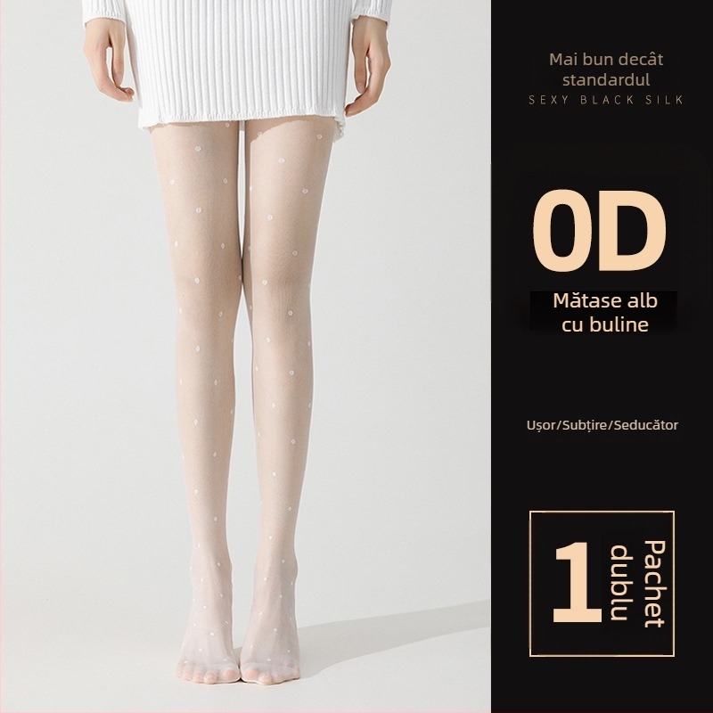 Șosete pentru femei cu model cu buline și fundă, ultra-subțiri, denier 0D, poliester 50-70%, anti-snag și absorbția transpirației