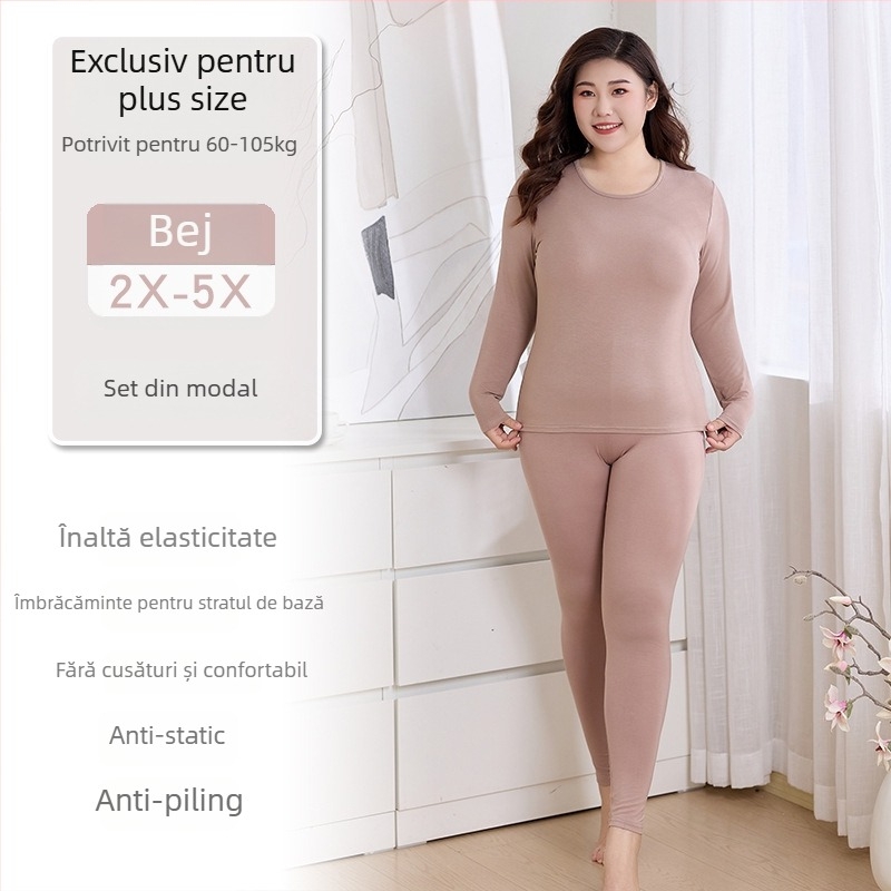 Set termic de toamnă pentru femei, Modal (viscoză) 95% material principal, căptușeală Modal 90%, subțire, croială mulată, strat de bază