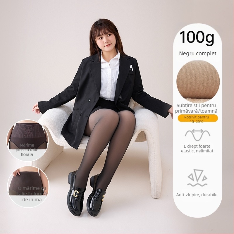 Colanți cu căptușeală de fleece, material nylon 70-80%, Spandex sub 30%, culoare solidă, calzi