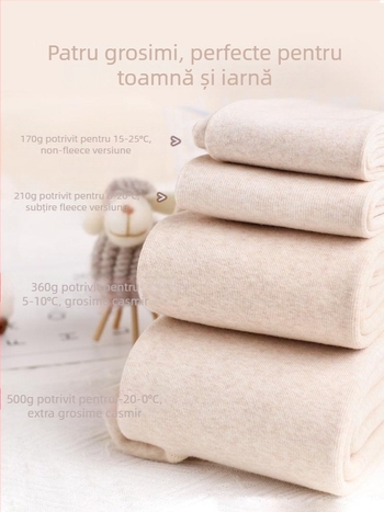 Colanți din bumbac organic, căptuțiți cu fleece, groși, croială lejeră, calzi pentru iarnă, lansare iarna 2025