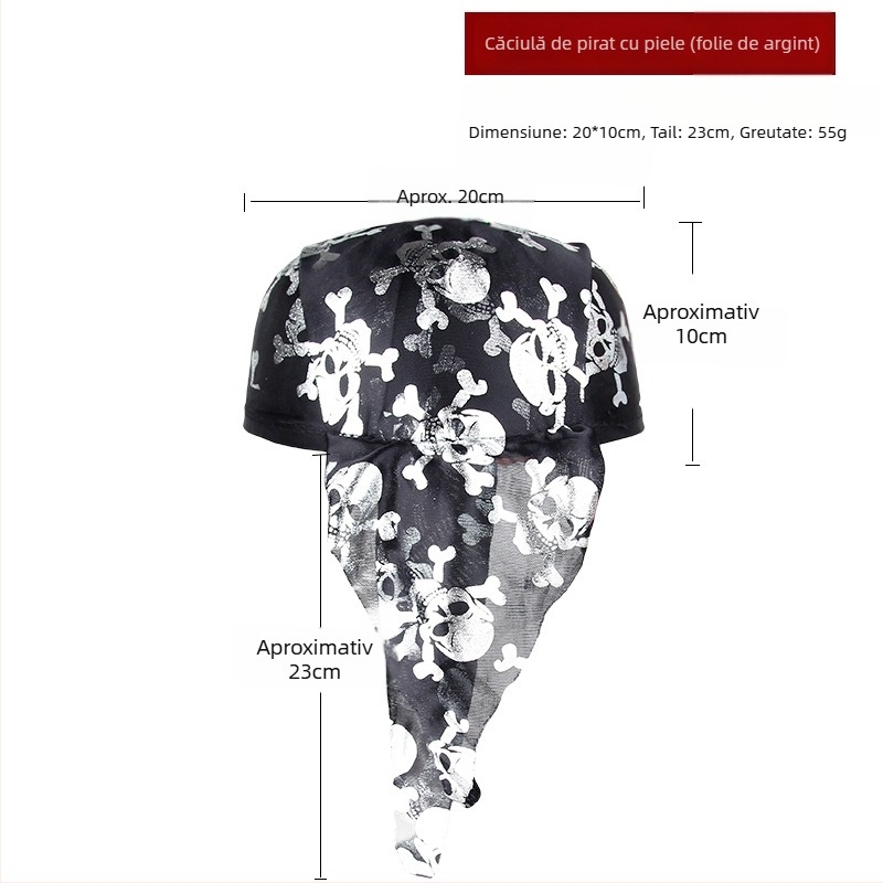 Set Halloween pirat: Mască de ochi, Pistol și Pălărie de pirat — Poliester, Cusătură, Recuzite pentru machiaj de costum