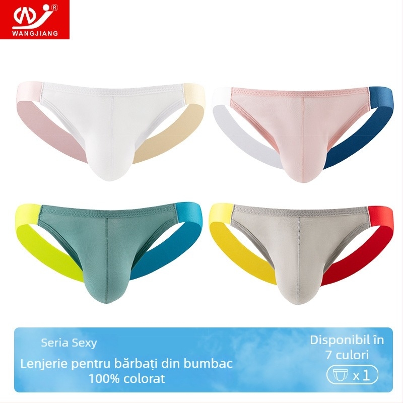 Lenjerie intimă bărbătească tip T-back, din bumbac, respirabilă, buzunar 3D în formă de U, talie joasă