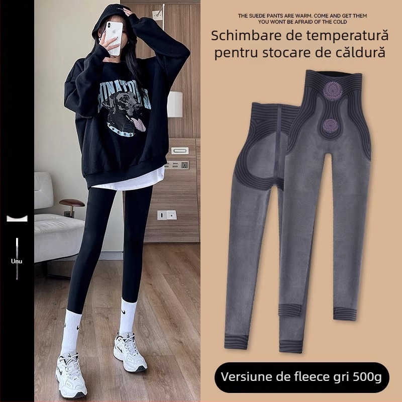 Colanți cu imprimeu rechin, țesătură chenille cu spandex, croială lejeră, toamnă 2024