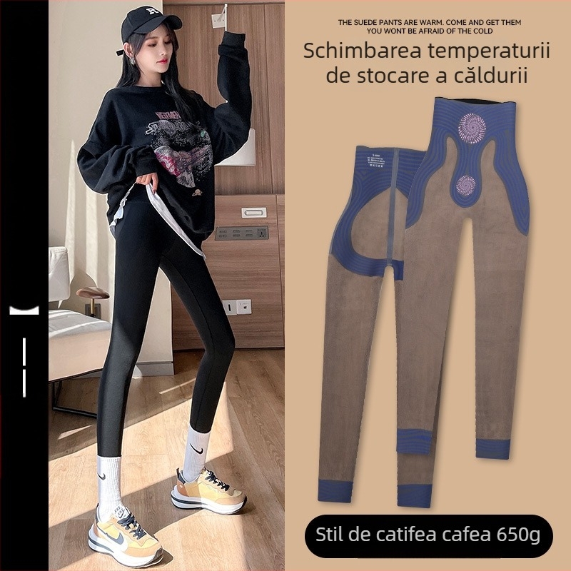 Colanți cu imprimeu rechin, țesătură chenille cu spandex, croială lejeră, toamnă 2024