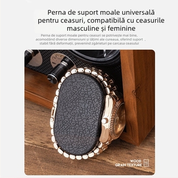 Winder pentru ceasuri mecanice, cutie din lemn, silențios și anti-magnetic, pentru depozitare bijuterii