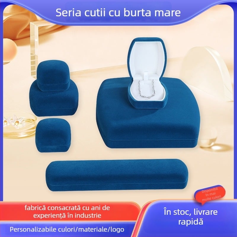 Derrison cutie de bijuterii din catifea, cutie din plastic cu căptușeală de flanel, ambalaj pentru bijuterii