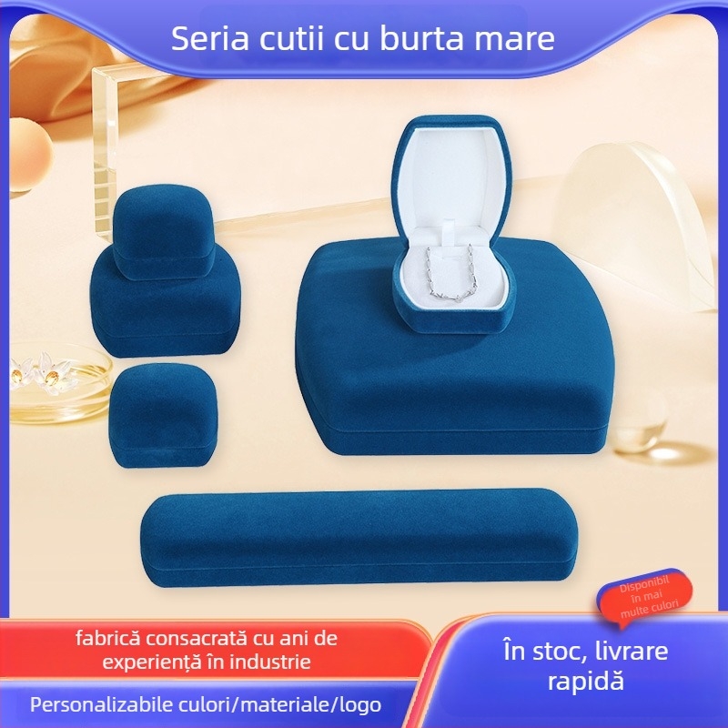 Derrison cutie de bijuterii din catifea, cutie din plastic cu căptușeală de flanel, ambalaj pentru bijuterii