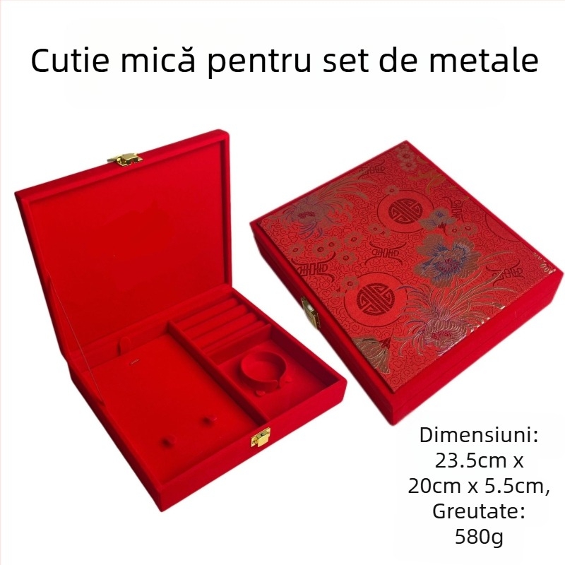 Cutie de bijuterii pentru logodnă, din lemn, interior catifea, stil vintage, pentru brățări, coliere și inele