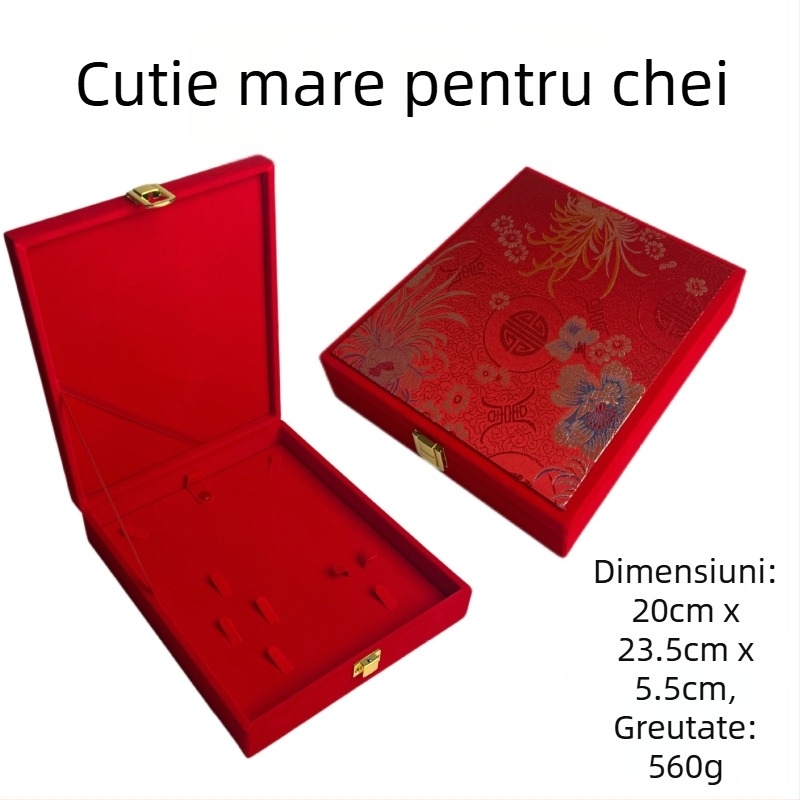 Cutie de bijuterii pentru logodnă, din lemn, interior catifea, stil vintage, pentru brățări, coliere și inele