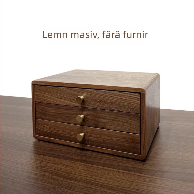 Cutie de bijuterii din lemn de stejar, cu mai multe compartimente, model X725102, lemn masiv, personalizare disponibilă