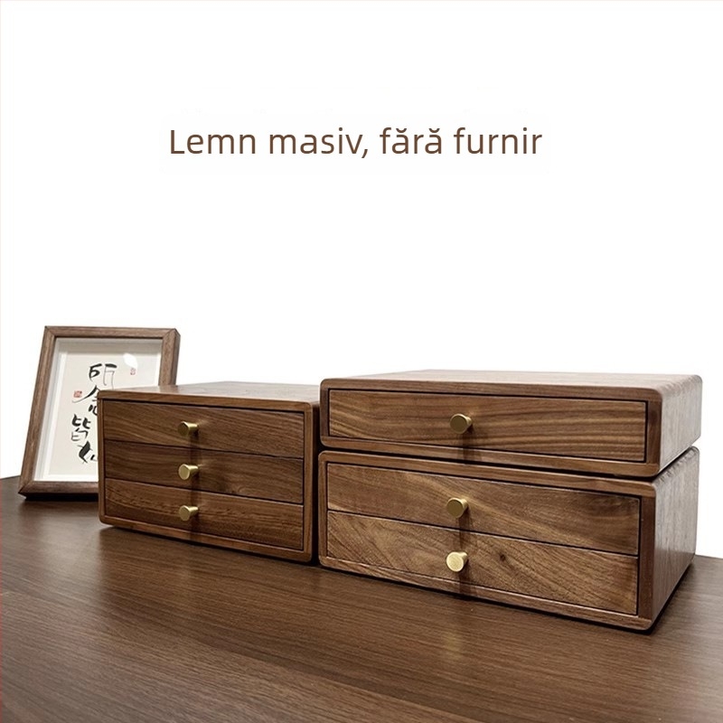 Cutie de bijuterii din lemn de stejar, cu mai multe compartimente, model X725102, lemn masiv, personalizare disponibilă