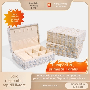 Cutie premium pentru bijuterii din pânză, pentru cercei, inele, coliere și brățări — Material: Pânză; Utilizare: ambalare bijuterii; Tip ambalaj: cutie; Nivel ambalaj: ambalaj de retail; Cod produs: 250429