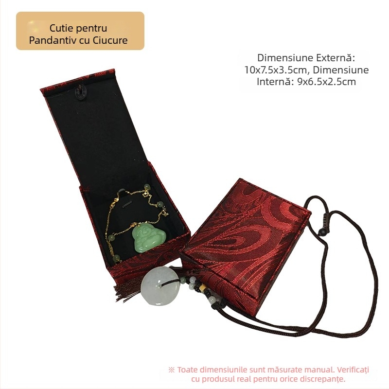 Cutie pentru pandantiv - textil, cutie de ambalaj pentru bijuterii, pentru coliere/pendante, brand Fuxing