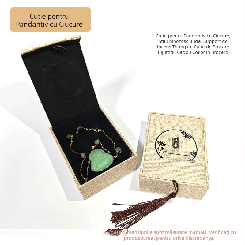 Cutie pentru pandantiv - textil, cutie de ambalaj pentru bijuterii, pentru coliere/pendante, brand Fuxing