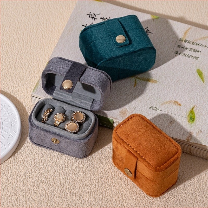 Cutie de depozitare pentru bijuterii – pentru inele și cercei, pătrată, catifea de orez, cutie de ambalare, origine Dongguan, China