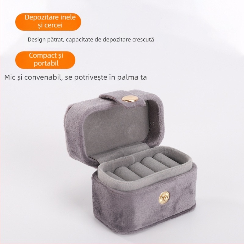 Cutie de depozitare pentru bijuterii – pentru inele și cercei, pătrată, catifea de orez, cutie de ambalare, origine Dongguan, China