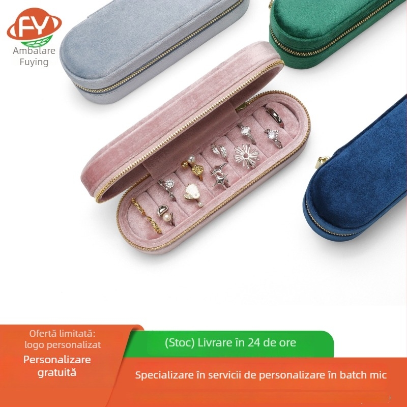 Cutie de depozitare bijuterii din catifea – în stil lebădă, cutie portabilă de călătorie, catifea, organizator bijuterii