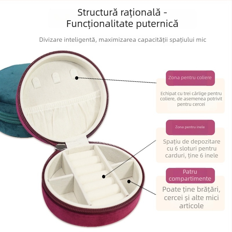 Cutie pentru bijuterii • Stil european • Cutie de bijuterii portabilă pentru călătorii • Model: Lx–je–r1 • Material: Altul • Duritate: Dura • Stil: Lux accesibil