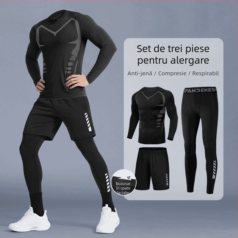 Set de alergare unisex, uscare rapidă, respirabil, absorbție a umezelii, poliester