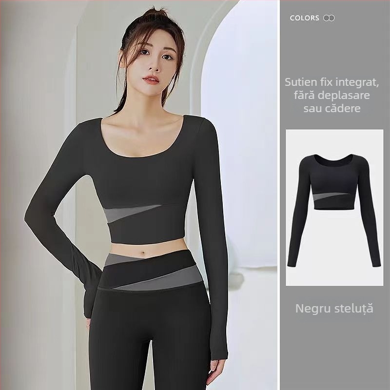 Set de yoga pentru femei: Top cu mânecă lungă și pantaloni, uscare rapidă, respirabil, Corduroy cu in 71–80%