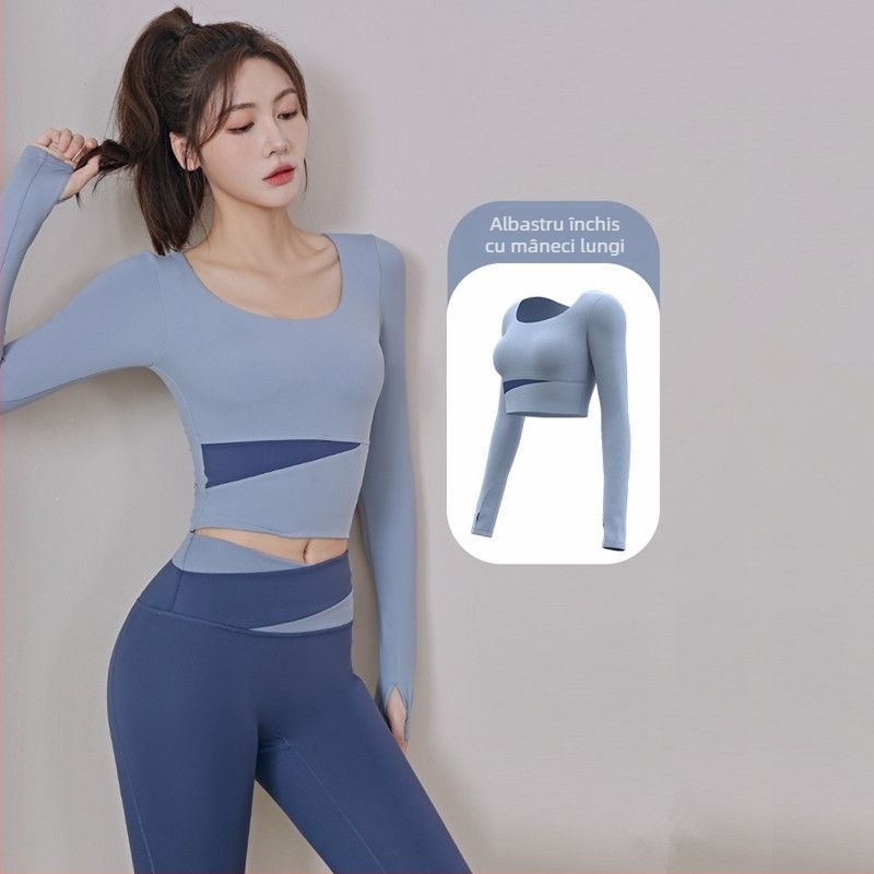 Set de yoga pentru femei: Top cu mânecă lungă și pantaloni, uscare rapidă, respirabil, Corduroy cu in 71–80%