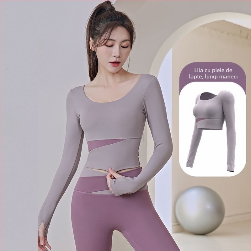 Set de yoga pentru femei: Top cu mânecă lungă și pantaloni, uscare rapidă, respirabil, Corduroy cu in 71–80%