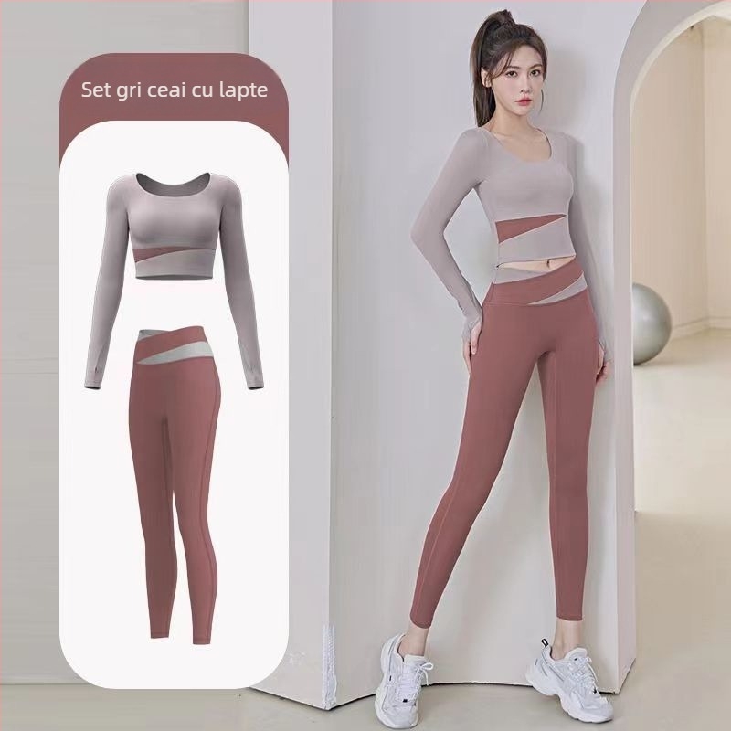 Set de yoga pentru femei: Top cu mânecă lungă și pantaloni, uscare rapidă, respirabil, Corduroy cu in 71–80%