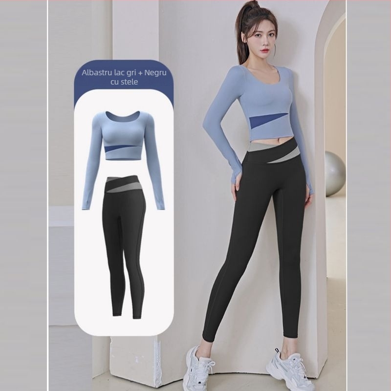 Set de yoga pentru femei: Top cu mânecă lungă și pantaloni, uscare rapidă, respirabil, Corduroy cu in 71–80%