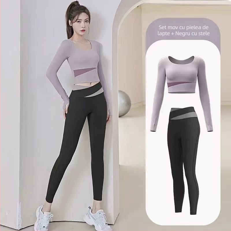 Set de yoga pentru femei: Top cu mânecă lungă și pantaloni, uscare rapidă, respirabil, Corduroy cu in 71–80%